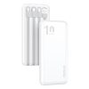 PowerBank K6Pro 1000mah Universal ar USB-C USB-C microUSB zibens balto kabeli