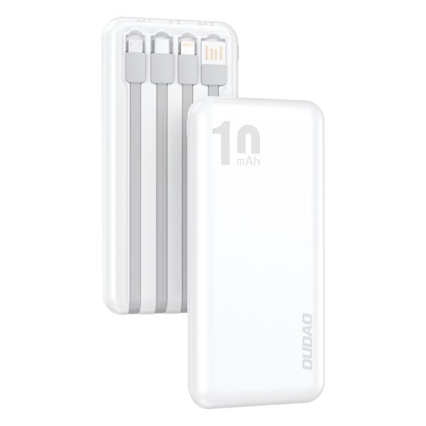 PowerBank K6Pro 1000mah Universal ar USB-C USB-C microUSB zibens balto kabeli