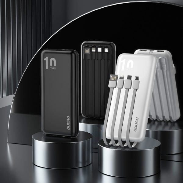 PowerBank K6Pro 1000mah Universal ar USB-C USB-C microUSB zibens melns kabelis