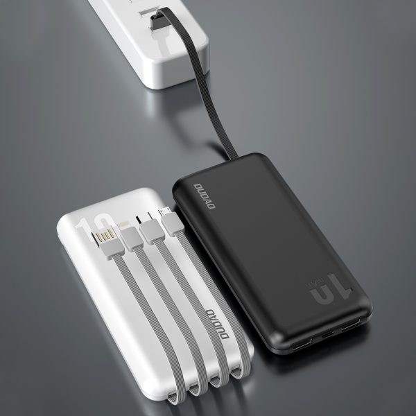 PowerBank K6Pro 1000mah Universal ar USB-C USB-C microUSB zibens melns kabelis