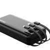 Ietilpīgs PowerBank 20 000 mAh ar 3 iebūvētiem USB-C microUSB zibens melniem kabeļiem