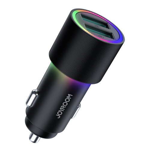 2x USB automašīnas lādētājs ar 24W fona apgaismojumu