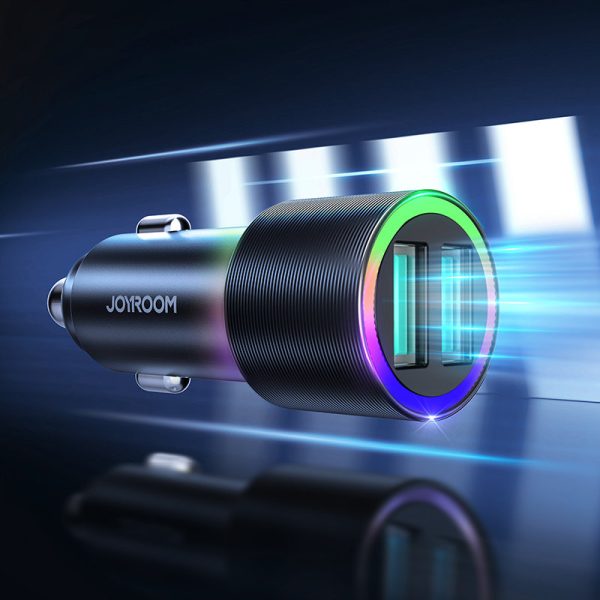 2x USB automašīnas lādētājs ar 24W fona apgaismojumu