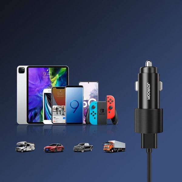 2x USB automašīnas lādētājs ar 24W fona apgaismojumu