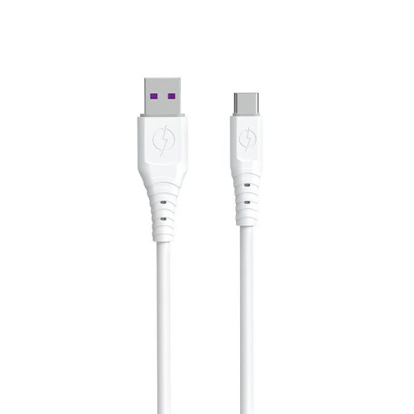 USB elastīgs kabeļa kabelis - USB -C 6A 1m balts