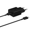 USB-C lādētājs 15W PD AFC + USB-C kabelis melns