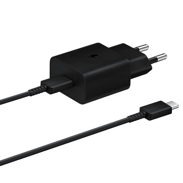 USB-C lādētājs 15W PD AFC + USB-C kabelis melns