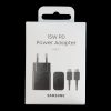 USB-C lādētājs 15W PD AFC + USB-C kabelis melns