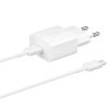 USB-C lādētājs 15W PD AFC + USB-C kabeļa baltais