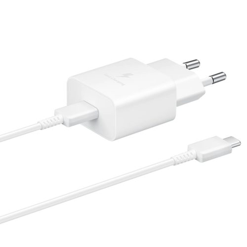 USB-C lādētājs 15W PD AFC + USB-C kabeļa baltais
