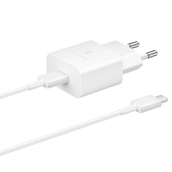 USB-C lādētājs 15W PD AFC + USB-C kabeļa baltais