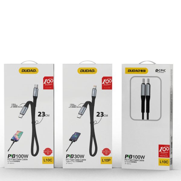 USB-C Red Red-USB-C L10C PD 100W 23cm melna kabelis kabelis