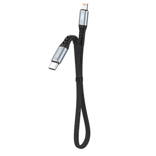 Kabeļa plakans kabelis īss iPhone USB -C - Lightning L10p Pd 20W 23cm melns