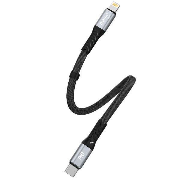 Kabeļa plakans kabelis īss iPhone USB -C - Lightning L10p Pd 20W 23cm melns