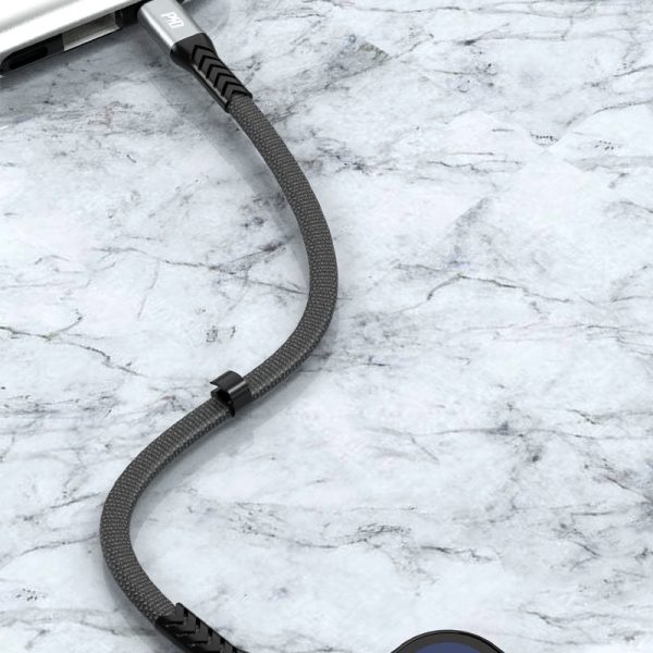 Kabeļa plakans kabelis īss iPhone USB -C - Lightning L10p Pd 20W 23cm melns