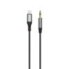 Aux Aux kabelis kokvilnas pītā iPhone zibens - mini ligzda 3,5 mm 1m pelēks