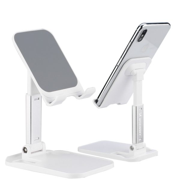 Stand Stand Solding uz tālruņa planšetdatora 4-8 '' uz galda balta