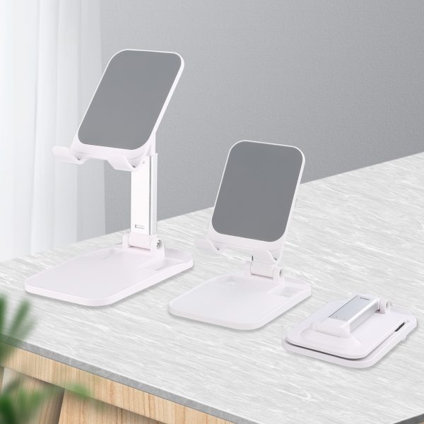 Stand Stand Solding uz tālruņa planšetdatora 4-8 '' uz galda balta