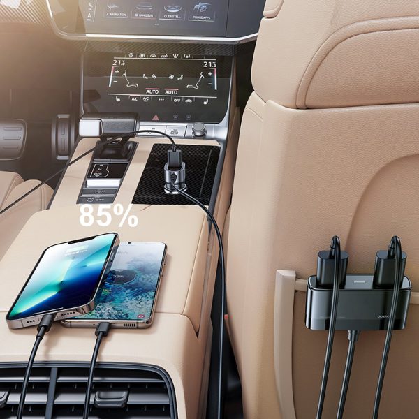 Ātra automašīnas lādētājs 5x USB ar 45W pagarinātāja vadu
