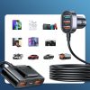 Ātra automašīnas lādētājs 5x USB ar 45W pagarinātāja vadu