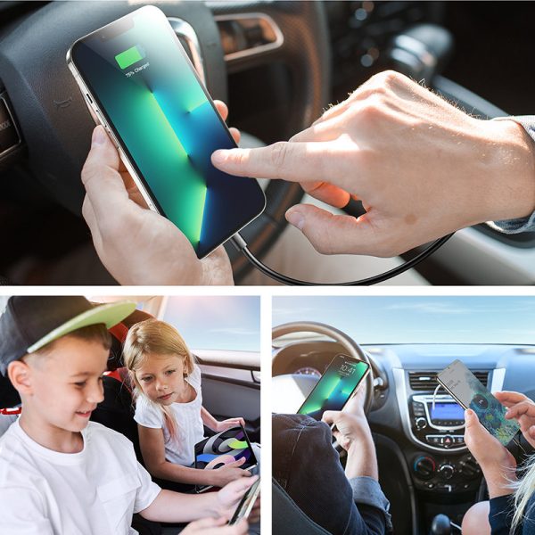 Ātra automašīnas lādētājs 5x USB ar 45W pagarinātāja vadu