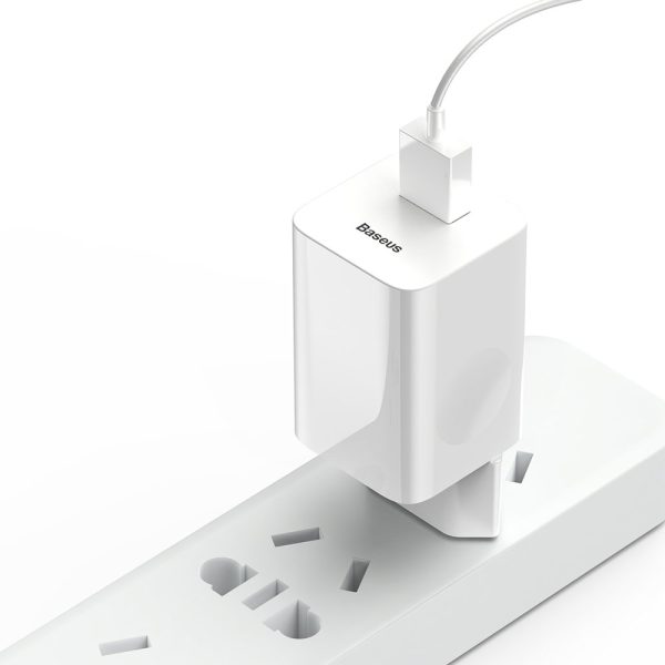 Tīkla lādētājs USB kabeļa ātrai uzlādei 3.0 balts kabelis