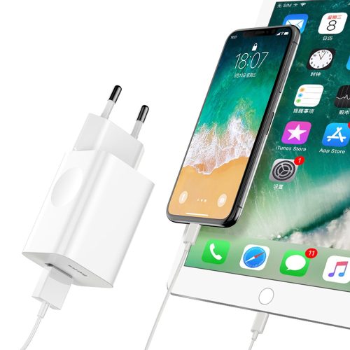 Tīkla lādētājs USB kabeļa ātrai uzlādei 3.0 balts kabelis