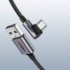 Kabeļa leņķa kabelis stiprā USB pītā - USB -C QC 3,0 3A 2m pelēkā krāsā