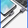 Kabeļa leņķa kabelis stiprā USB pītā - USB -C QC 3,0 3A 2m pelēkā krāsā