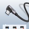 Kabeļa leņķa kabelis stiprā USB pītā - USB -C QC 3,0 3A 2m pelēkā krāsā