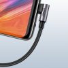 Kabeļa leņķa kabelis stiprā USB pītā - USB -C QC 3,0 3A 2m pelēkā krāsā