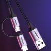 2in1 kabeļa kabelis spēcīgā pinuma USB - Microusb + USB -C 1M 2,4a melns