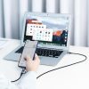 2in1 kabeļa kabelis spēcīgā pinuma USB - Microusb + USB -C 1M 2,4a melns