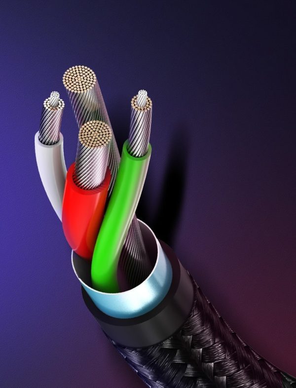 2in1 kabeļa kabelis spēcīgā pinuma USB - Microusb + USB -C 1M 2,4a melns