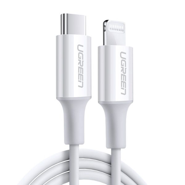 Kabelis Kabelis iPhone MFI USB -C - Lightning 20W 3A 1M White White