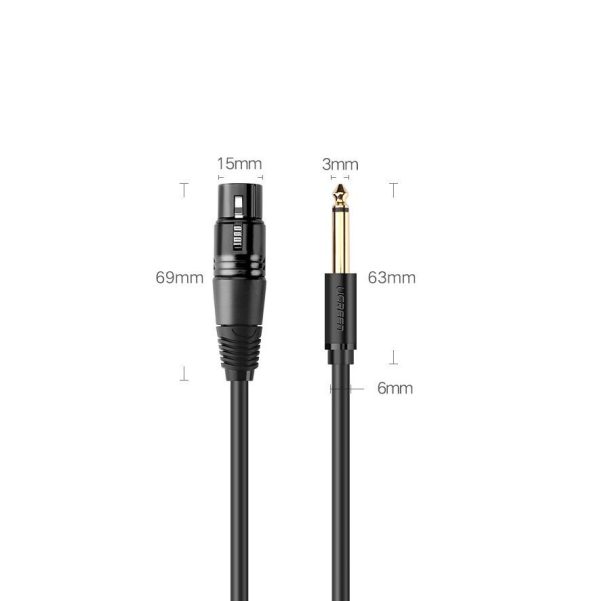 Audio kabeļa karplete XLR mikrofonam (mātīte) - 6,35 mm ligzda (vīrietis) 5m