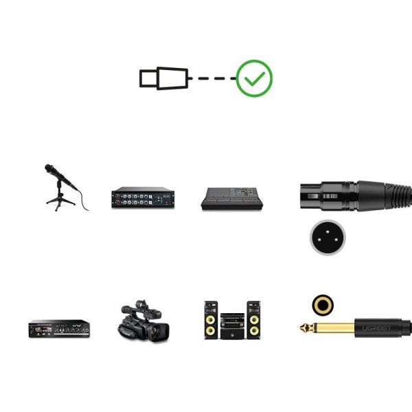 Audio kabeļa karplete XLR mikrofonam (mātīte) - 6,35 mm ligzda (vīrietis) 5m