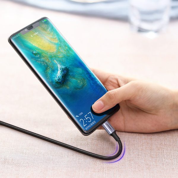 Kabelis USB-C Power Piegāde 100W ātras uzlādes FCP 5A 3M pelēks kabelis