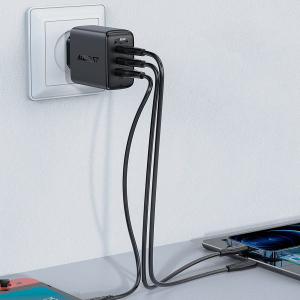 2in1 2x USB-C USB 65W tīkla lādētājs + USB-C kabelis melns
