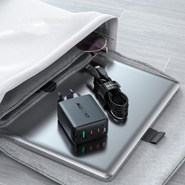 2in1 2x USB-C USB 65W tīkla lādētājs + USB-C kabelis melns