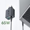 2in1 2x USB-C USB 65W tīkla lādētājs + USB-C kabelis melns