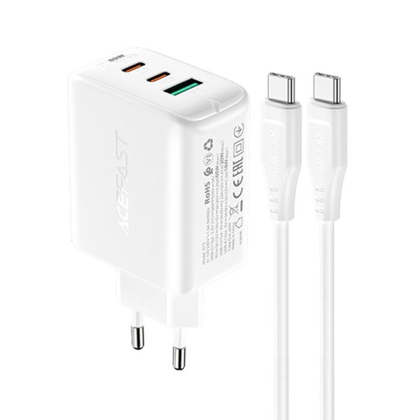 1020640-1-ladowarka-sieciowa-usb-c-usb-65w-acefast-hurtownia-sklep 2in1 2x USB-C USB 65W tīkla lādētājs + USB-C kabeļa baltais