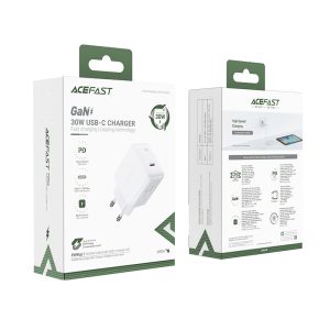 GAN USB-C 30W PD QC 3.0 AFC FCP baltais lādētājs