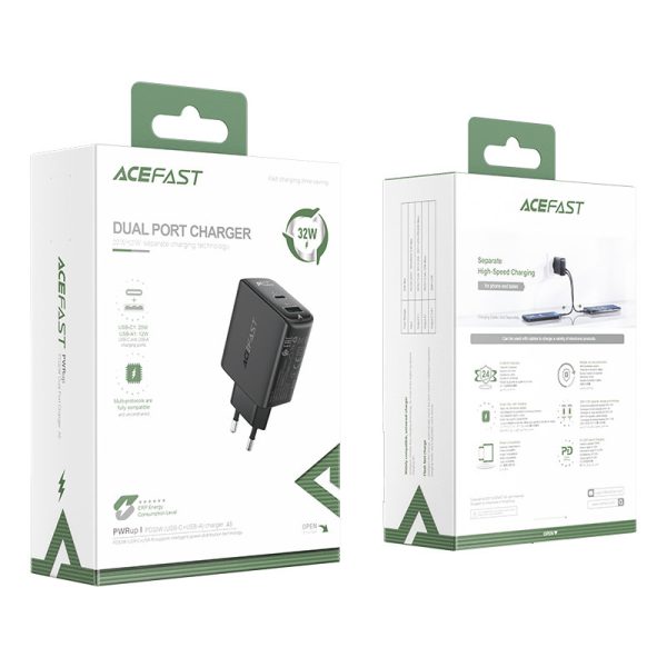 USB-C USB 32W PPS PD QC 3.0 AFC FCP melnais lādētājs