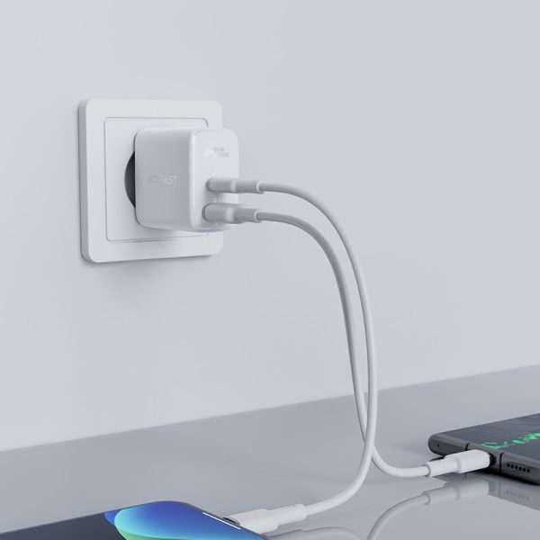 USB-C USB 32W PPS PD QC 3.0 AFC FCP baltais lādētājs
