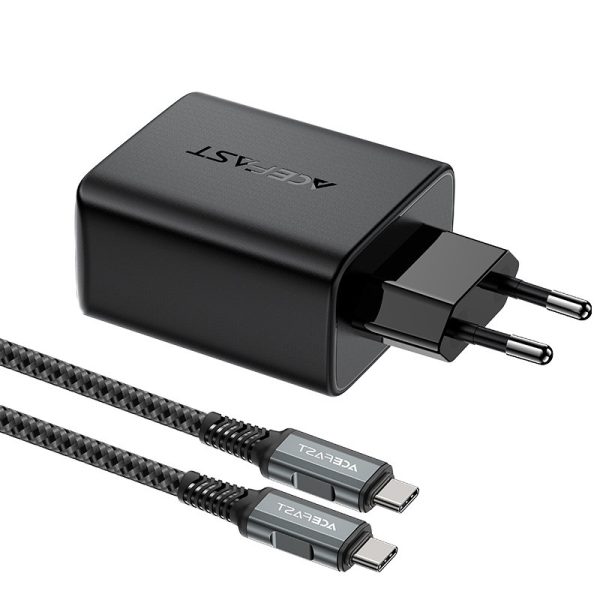 2in1 lādētājs ar USB-C kabeli + USB-C adaptera adapteris-HDMI 4K melns