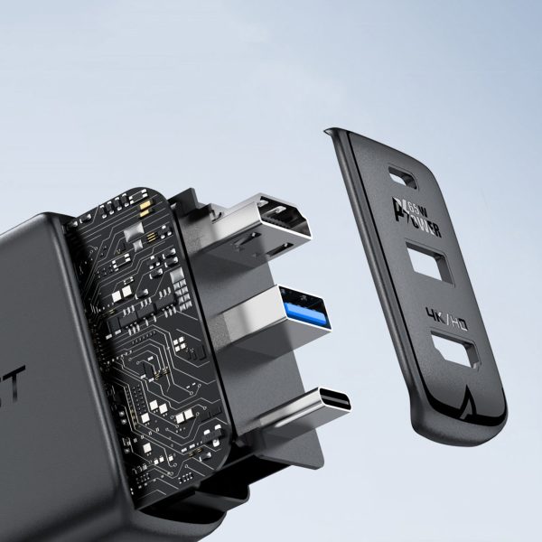 2in1 lādētājs ar USB-C kabeli + USB-C adaptera adapteris-HDMI 4K melns