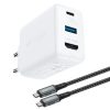 2in1 tīkla lādētājs ar USB-C kabeli + USB-C adaptera adapteris-HDMI 4K balts