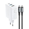 2in1 tīkla lādētājs ar USB-C kabeli + USB-C adaptera adapteris-HDMI 4K balts