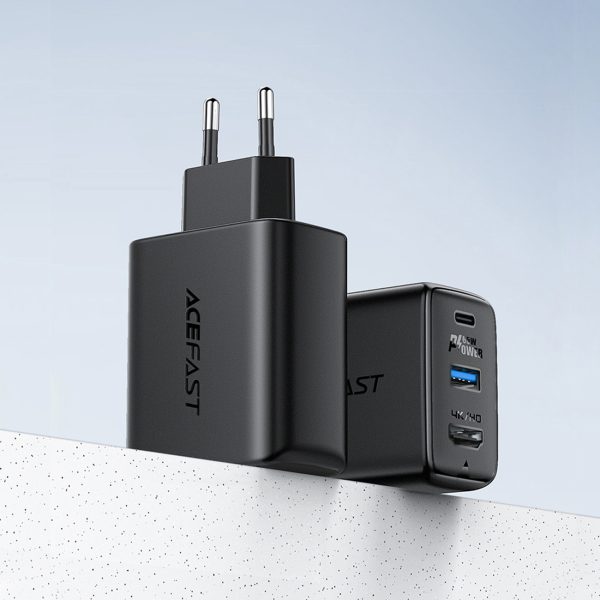 2in1 tīkla lādētājs ar USB-C kabeli + USB-C adaptera adapteris-HDMI 4K balts